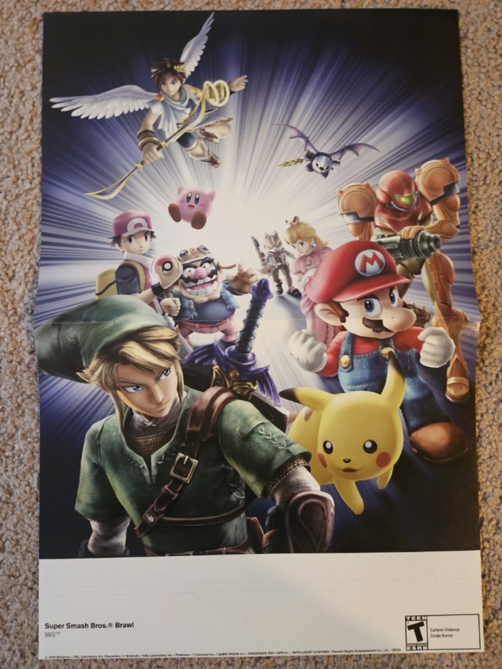 Super Smash Bros. Brawl 15.5''x11.5'' Nintendo Power Double Sided Poster